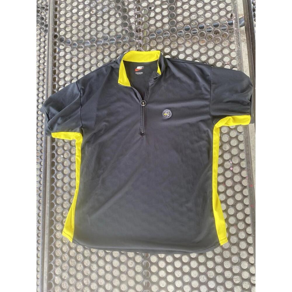 Nike Air TN Shirt Mens XL Black Yellow 1/4 Zip Tuned Air Cycling 90s USA Vintage
